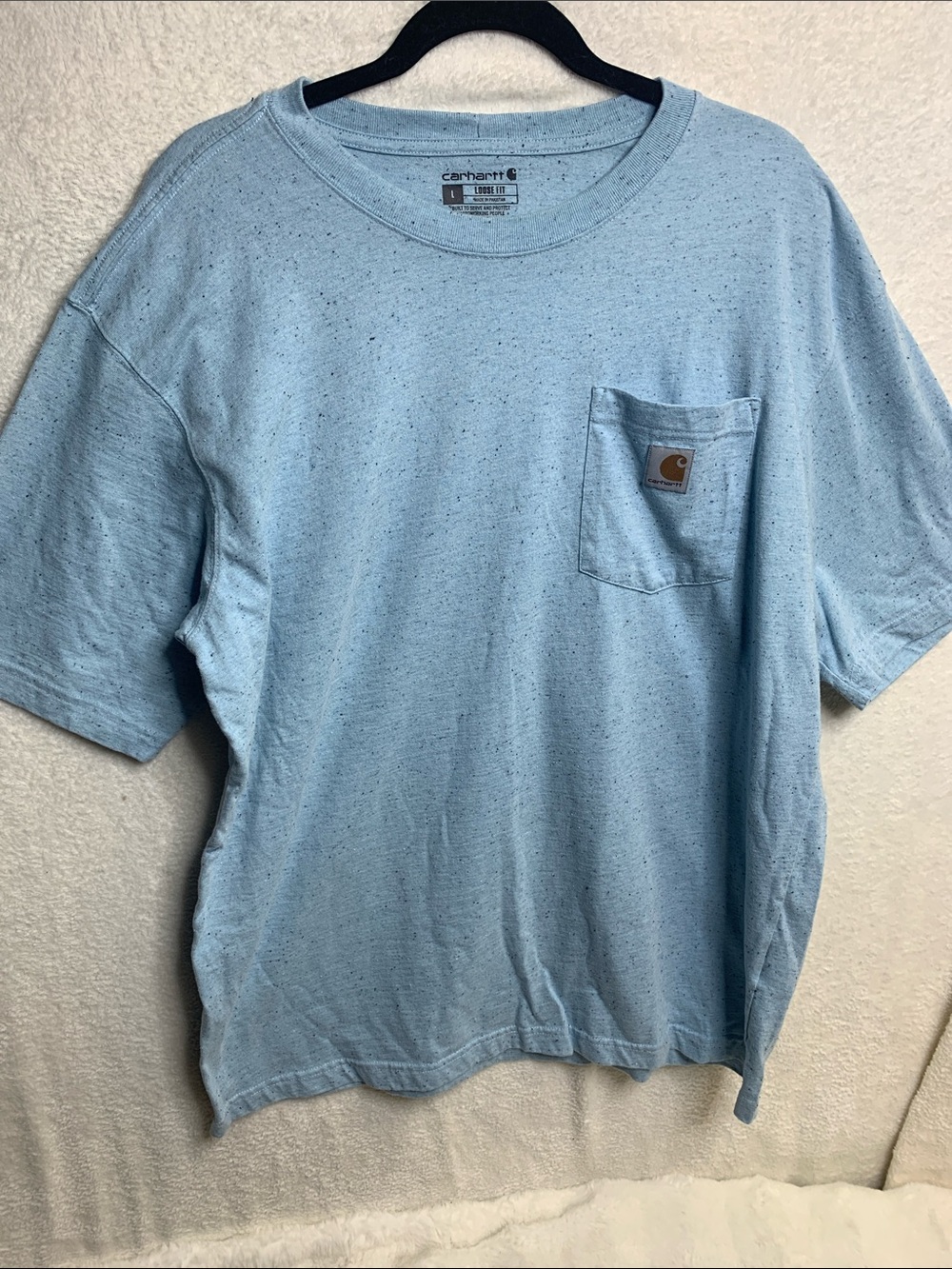 Carhartt Men's Speckled Light Blue Pocket Tee
